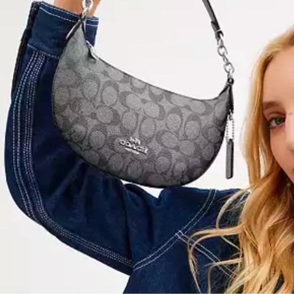 Coach Mini Payton Bag In Signature Canvas Silver Gunmetal Multi - Picture 12 of 15